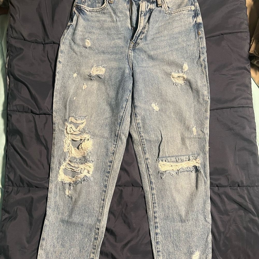 H&M Blue Boyfriend Jeans with Distressing